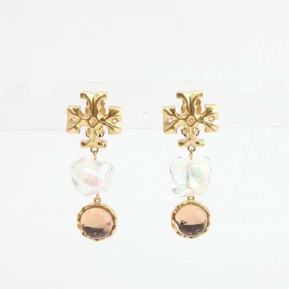 Tory Burch Roxanne Double-Drop Earring Clear/Pink
